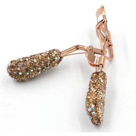 Bestbling Bling Makeup Eyelash Curler with Refill Silicone Pressure Pads and Spring Loaded for No Pinching or Pulling (Gold)