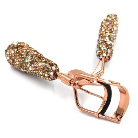 Bestbling Bling Makeup Eyelash Curler with Refill Silicone Pressure Pads and Spring Loaded for No Pinching or Pulling (Gold)