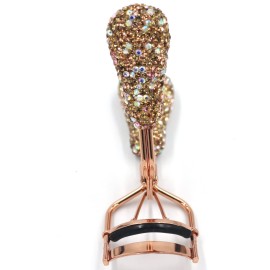 Bestbling Bling Makeup Eyelash Curler with Refill Silicone Pressure Pads and Spring Loaded for No Pinching or Pulling (Gold)