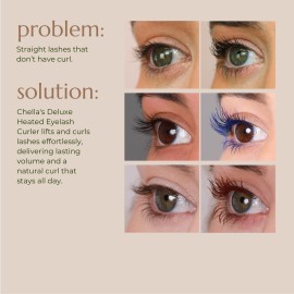 Chella Deluxe Heated Eyelash Curler with USB re-Chargeable Battery - Safe and Gentle Won\'t Damage Your Eyelashes (USB Re-Chargeable)