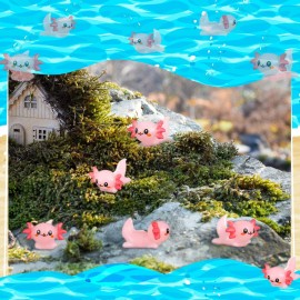100 Pcs Pink Mini Axolotl Resin Figurine Toy Miniature Axolotl Charm Tiny Animal Figures Ornament Mini Animals Figures to Hide Dollhouse Cupcake DIY Craft Decoration School Gift Birthday Party Favor