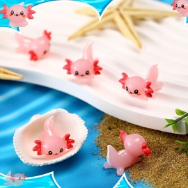 100 Pcs Pink Mini Axolotl Resin Figurine Toy Miniature Axolotl Charm Tiny Animal Figures Ornament Mini Animals Figures to Hide Dollhouse Cupcake DIY Craft Decoration School Gift Birthday Party Favor