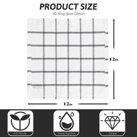 Nialnant 8 Pack Kitchen Dish Rags,100% Cotton Dish Cloths for Washing Dishes,Quick Drying Kitchen Towels,12x12 Inches,Black Plaid Nialnant 8 Pack Kitchen Dish Rags,100% Cotton Dish Cloths for Washing Dishes,Quick Drying Kitchen Towels,12x12 Inches,Black Plaid