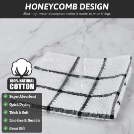 Nialnant 8 Pack Kitchen Dish Rags,100% Cotton Dish Cloths for Washing Dishes,Quick Drying Kitchen Towels,12x12 Inches,Black Plaid Nialnant 8 Pack Kitchen Dish Rags,100% Cotton Dish Cloths for Washing Dishes,Quick Drying Kitchen Towels,12x12 Inches,Black Plaid
