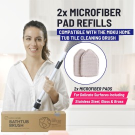 Moku Home Replacement Microfiber Pad for Extendable Tub Tile Shower Scrubber for Cleaning Non-Scratch (2X Microfiber Pads Gray)
