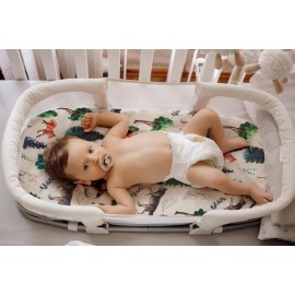 4 Pack Bassinet Sheets Woodland Forest Animals Wood Neutral Unisex Fitted Baby Bassinet Sheets Set for Standard Bassinets for Baby Boys or Girls