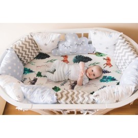 4 Pack Bassinet Sheets Woodland Forest Animals Wood Neutral Unisex Fitted Baby Bassinet Sheets Set for Standard Bassinets for Baby Boys or Girls