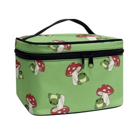 Horeset Mushroom Frog Print Cosmetic Bag Two-Way Zipper Portable Durable Bag Waterproof Makeup Bag for Travel Business Horeset Mushroom Frog Print Cosmetic Bag Two-Way Zipper Portable Durable Bag Waterproof Makeup Bag for Travel Business