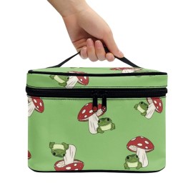 Horeset Mushroom Frog Print Cosmetic Bag Two-Way Zipper Portable Durable Bag Waterproof Makeup Bag for Travel Business Horeset Mushroom Frog Print Cosmetic Bag Two-Way Zipper Portable Durable Bag Waterproof Makeup Bag for Travel Business