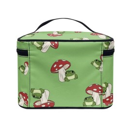 Horeset Mushroom Frog Print Cosmetic Bag Two-Way Zipper Portable Durable Bag Waterproof Makeup Bag for Travel Business Horeset Mushroom Frog Print Cosmetic Bag Two-Way Zipper Portable Durable Bag Waterproof Makeup Bag for Travel Business