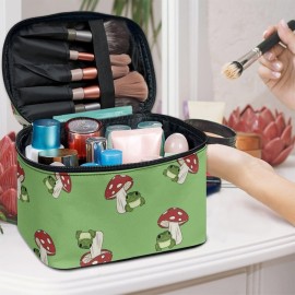 Horeset Mushroom Frog Print Cosmetic Bag Two-Way Zipper Portable Durable Bag Waterproof Makeup Bag for Travel Business Horeset Mushroom Frog Print Cosmetic Bag Two-Way Zipper Portable Durable Bag Waterproof Makeup Bag for Travel Business