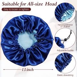 10 Pcs Satin Silk Bonnet for Sleeping Hair Bonnets for Women Curly Natural Hair Double Layer Reversible Adjustable Large Sleeping Caps with Drawstring for Protection, 10 Colors
