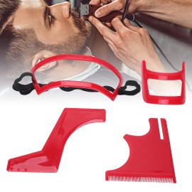 Beard Shaping Tool Kit, 4 Pcs Beard Styling Cutting Hairline Grooming Red Plastic Beard Template Set, Beard Shaping and Haircut Tool Kit For Beard Shaving Hair Styling Goatee