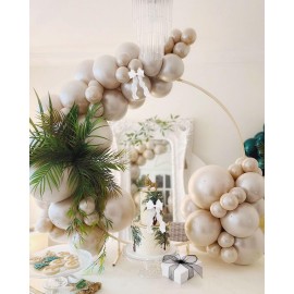 Kozee Pearl white Double-Stuffed Balloons different sizes 63 PACK 18/12/10/5 inch White sand ivory balloon Garland kit For Wedding birde to be Birthday decorations (Pearl White sand(2-layers))