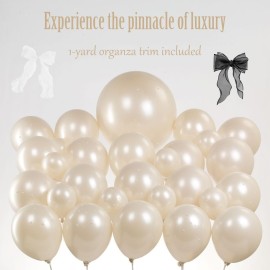 Kozee Pearl white Double-Stuffed Balloons different sizes 63 PACK 18/12/10/5 inch White sand ivory balloon Garland kit For Wedding birde to be Birthday decorations (Pearl White sand(2-layers))