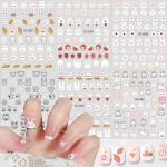 Easter Nail Art Stickers 3D Self-Adhesive Nail Decals Easter Rabbit Carrot Flower Design Nail Supplies Cute Easter Cartoon Nail Sticker for Women Girls Holidays Acrylic Nail DIY Decorations 6Sheets