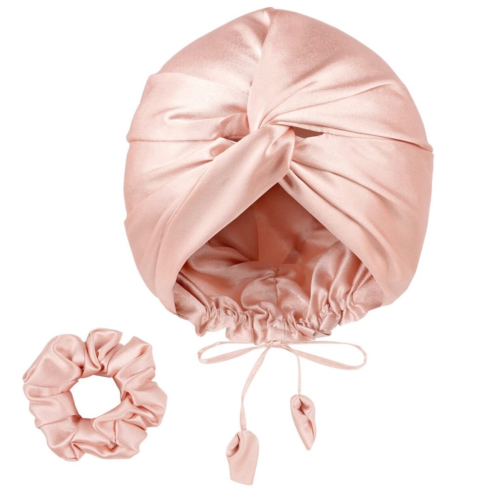 PARISBELLA Reversible Silky Satin Bonnet for Sleeping, Smooth As Silk Hair Wrap for Sleeping, Adjustable Satin Sleep Cap for Women, Stylish Turban for Curly Hair, Pink, Pack of 1