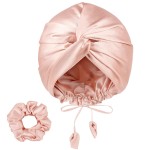 PARISBELLA Reversible Silky Satin Bonnet for Sleeping, Smooth As Silk Hair Wrap for Sleeping, Adjustable Satin Sleep Cap for Women, Stylish Turban for Curly Hair, Pink, Pack of 1