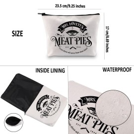 G2TUP Musical Inspired Gift Mrs. Lovett\'s Meat Pies Makeup Bag Musical Fan Cosmetic Bag Johnny Fan Gift Travel Bag (Mrs. Lovett\'s Meat Pies White Bag)