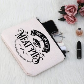 G2TUP Musical Inspired Gift Mrs. Lovett\'s Meat Pies Makeup Bag Musical Fan Cosmetic Bag Johnny Fan Gift Travel Bag (Mrs. Lovett\'s Meat Pies White Bag)