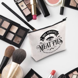 G2TUP Musical Inspired Gift Mrs. Lovett\'s Meat Pies Makeup Bag Musical Fan Cosmetic Bag Johnny Fan Gift Travel Bag (Mrs. Lovett\'s Meat Pies White Bag)
