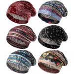 Sintege 6 Pcs Satin Lined Bonnet Sleep Cap for Women Men African Silk Soft Beanie Hair Sleep Wrap for Natural Curly Braids(Stylish Patterns)