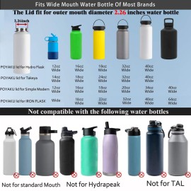 Straw Lid for Hydro flask Wide Mouth Water Bottle 32 oz 40 oz, Top Lids with Straw for Hydroflask Wide Mouth, Replacement Cap Accessories Flip Lid Flex Handle