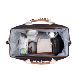 Childhome Signature Mommy Bag, Sporty Diaper Bag, Water Repellant Tote Bag, Large Diaper Bag, Baby Essentials Travel Bag, Hospital Bags for Labor and Delivery (Black)