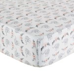 Levtex Baby - Heritage Crib Fitted Sheet - Fits Standard Crib and Toddler Mattress - Elephants Flowers - Blush, Grey and White - Nursery Accessories - 100% Cotton
