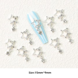 KACHIMOO Star Nail Charms, 20pc 3D Rhinestone Stars for Nail Designs DIY Accessories