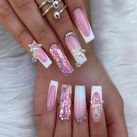 KACHIMOO Star Nail Charms, 20pc 3D Rhinestone Stars for Nail Designs DIY Accessories