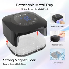UV Light for Nails, Lavinda UV Nail Lamp 54W Rechargeable Nail Dryer Gel Polish Light with Large Touch Display, Professional Fast Curing Lamp with 4 Timer Setting Auto Sensor for Salon & Home