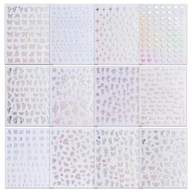 WOKOTO 12 Sheets Holographic Nail Stickers for Nails Designs Nail Decals Butterfly Nail Stickers for Women Heart Star Rose Flower Snake Aurora Iridescent Nails Stickers for Nails Fingernail Stickers WOKOTO 12 Sheets Holographic Nail Stickers for Nails Designs Nail Decals Butterfly Nail Stickers for Women Heart Star Rose Flower Snake Aurora Iridescent Nails Stickers for Nails Fingernail Stickers