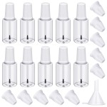 Irenare 10 Pcs Refillable Empty Nail Polish Bottles with Brush Mixing Marble Conservation Insert and Brush Top Plastic Nail Polish Container, Clear (20 ml)