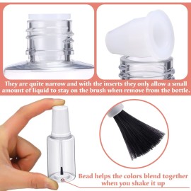 Irenare 10 Pcs Refillable Empty Nail Polish Bottles with Brush Mixing Marble Conservation Insert and Brush Top Plastic Nail Polish Container, Clear (20 ml)