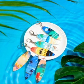 Bucherry 36 Pcs Beach Summer Party Favors Keychain Gifts Bulk Wooden Surfboard Sea Turtle Coconut Tree Christian Religious Key Ring for Hawaiian Luau Florida Bahamas Souvenirs Supplies