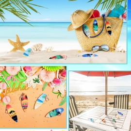 Bucherry 36 Pcs Beach Summer Party Favors Keychain Gifts Bulk Wooden Surfboard Sea Turtle Coconut Tree Christian Religious Key Ring for Hawaiian Luau Florida Bahamas Souvenirs Supplies
