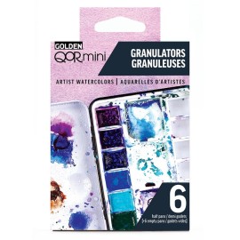 QoR Granulators Half Pan Set by GOLDEN, 6 Half Pan Watercolors, Professional Watercolor Paint Set