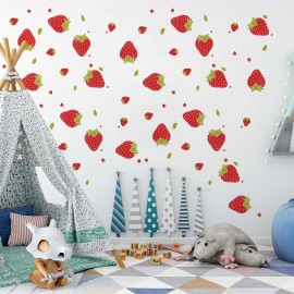 SAOMOUR Strawberry Decor 92 Pieces Stickers, PVC Material, Waterproof, Custom Style, Wall Stickers