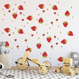 SAOMOUR Strawberry Decor 92 Pieces Stickers, PVC Material, Waterproof, Custom Style, Wall Stickers