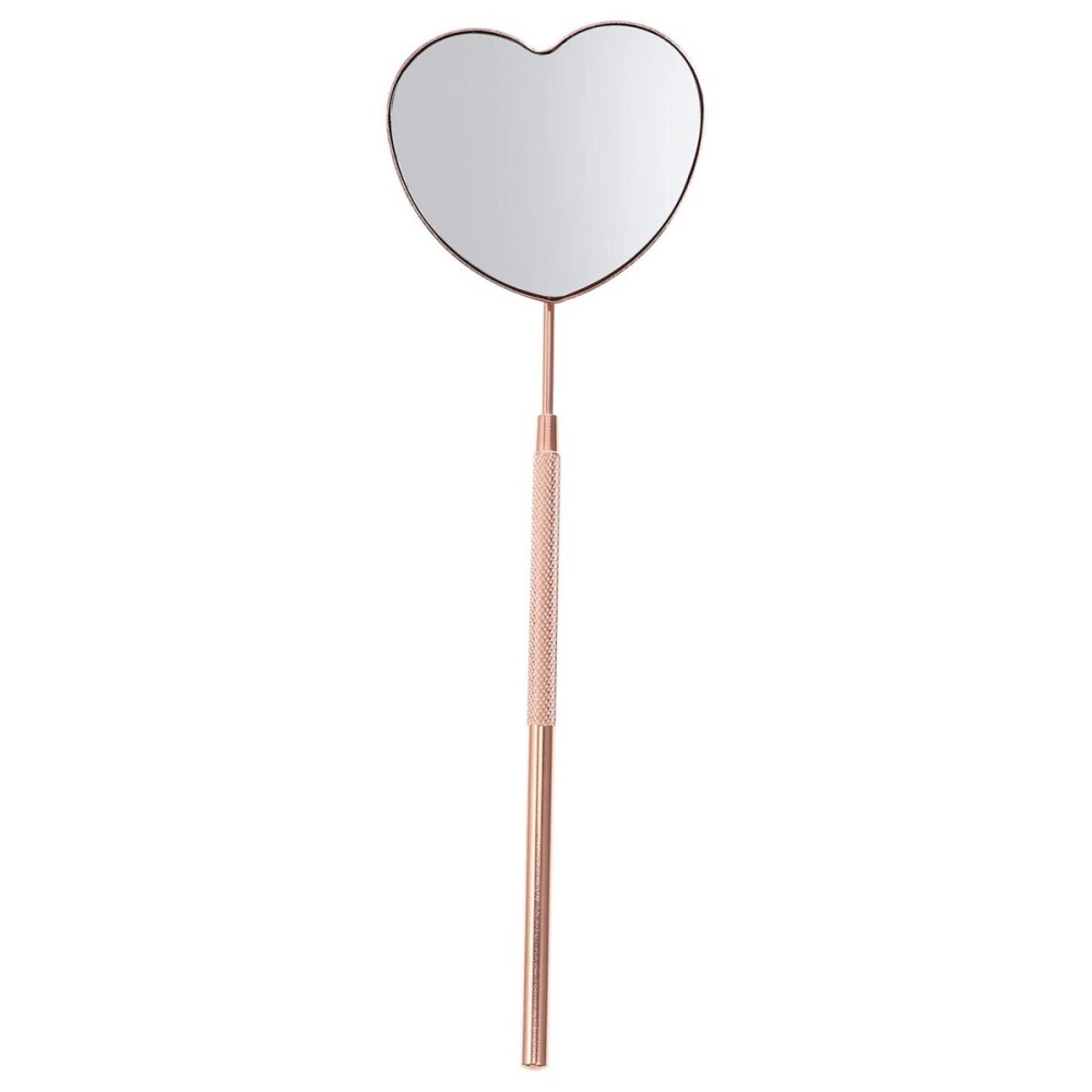 Beaupretty Half-Moon Shape Eyelash Extension Mirror Portable Handheld Inspection Tool with Clear Lens and Stainless Steel Handle for Professional Makeup Use