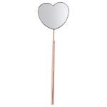 Beaupretty Half-Moon Shape Eyelash Extension Mirror Portable Handheld Inspection Tool with Clear Lens and Stainless Steel Handle for Professional Makeup Use