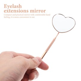 Beaupretty Half-Moon Shape Eyelash Extension Mirror Portable Handheld Inspection Tool with Clear Lens and Stainless Steel Handle for Professional Makeup Use