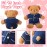 Hungdao 2 Sets Bear Clothes Stuffed Animal Accessories Pink and Blue Bear Pajamas Clothes Double Layer Muslin Short Sleeve Top and Bottom Pajamas Fits Most 14-18 Inch