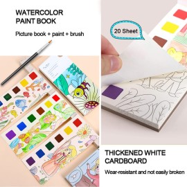 BAOXUE Water Coloring Books for Kids Ages 4-8,Pocket Watercolor Painting Book Kit for Toddlers,Kids Water Color Paint Set Art Crafts,Mini Travel Water Coloring Book,Gifts for Girls Boys