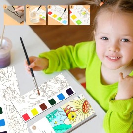 BAOXUE Water Coloring Books for Kids Ages 4-8,Pocket Watercolor Painting Book Kit for Toddlers,Kids Water Color Paint Set Art Crafts,Mini Travel Water Coloring Book,Gifts for Girls Boys