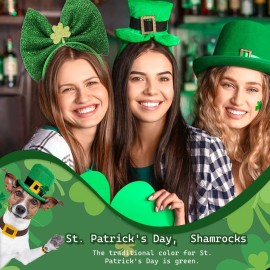 BELSITA St.Patricks Day Headbands Shamrock Hair Hoop Green Glitters Bows Shamrock Head Boppers for St.Patricks Day Party Hair Accessories Lucky Hairbands Irish Costume Party Gifts