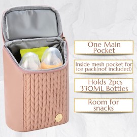 SEWBOO Baby Bottle Cooler Bag with Adjustable Straps to Fits Stroller or Diaper Bag,Insulated Baby Bottle Bag for Nursing Moms Daycare or Travel (Dusty Rose)