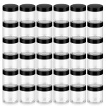 Loretoy 36 Pack 2 OZ Plastic Jars with Lids, BPA Free, Reusable, Refillable Transparent Cosmetic Containers for Bath Salts, Cosmetics, Powders, Beauty Product and Small Accessories