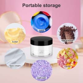 Loretoy 36 Pack 4 OZ Plastic Jars with Lids, BPA Free, Reusable, Refillable Transparent Cosmetic Containers for Bath Salts, Cosmetics, Powders, Beauty Product and Small Accessories